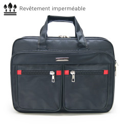 Sacoche Porte Document et PC 15.6  Multi Poches Zippées Nylon Noir