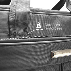Sacoche Porte Document et PC 15.6  Multi Poches Zippées Nylon Noir