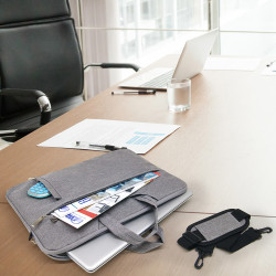 Sacoche élégance ordinateur 15.6'' polyester oxford gris chiné