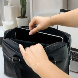 Sacoche buisness ordinateur 15,6  multi comp simili cuir noir