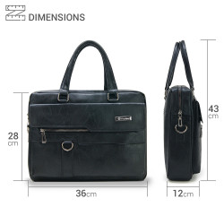 Sacoche buisness ordinateur 15,6  multi comp simili cuir noir