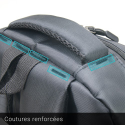 Sac à Dos 17'' Polyester Satiné Elégant Multi Poches Gros volume Noir