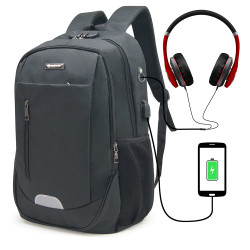 Sac à Dos Sécurité 15,6'' Serrure Antivol Port USB Passant Ecouteurs