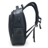 Sac à Dos Elégant Ordinateur 15,6'' USB Tissu Satiné/Simili Cuir Noir