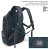 Sac à Dos Elégant Ordinateur 15,6'' USB Tissu Satiné/Simili Cuir Noir
