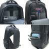 Sac à Dos Elégant Ordinateur 15,6'' USB Tissu Satiné/Simili Cuir Noir