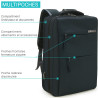 Sac à Dos Urbain XL 15,6 Pouces Polyester Oxford Multipoches USB Noir