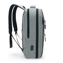 Sac à Dos Urbain XL 15,6 Pouces Polyester Oxford Multipoches USB Gris
