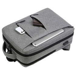 Sac à Dos Urbain XL 15,6 Pouces Polyester Oxford Multipoches USB Gris