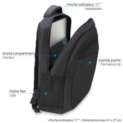 Sac à dos ordinateur 15  - 16  - 17,3?? imperméable unisexe - Noir
