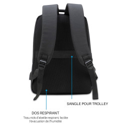 Sac à dos ordinateur 15,6’’ rectangle prise USB et Jack audio -Noir