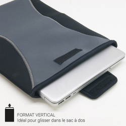 Housse pour PC portable 15  fermet scratch néoprène Noir Gris