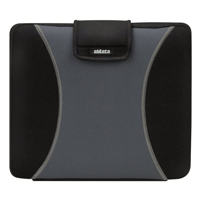 Housse pour PC 15.4  avec poignée fermet scratch néoprène Noir Gris