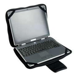 Housse pour PC 15.4  avec poignée fermet scratch néoprène Noir Gris