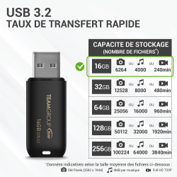Clé 16 Go Pro USB 3.2 (3.1/3.0) Noir Team Group