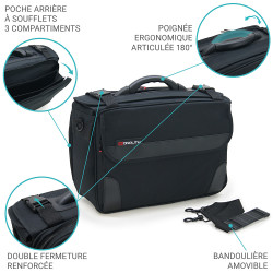 Sacoche multifonction grande capacité  Pilot case souple extensible