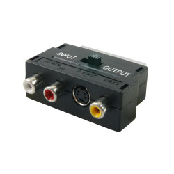 Adaptateur péritel 3 x RCA+SVHS F avec switch entrée sortie