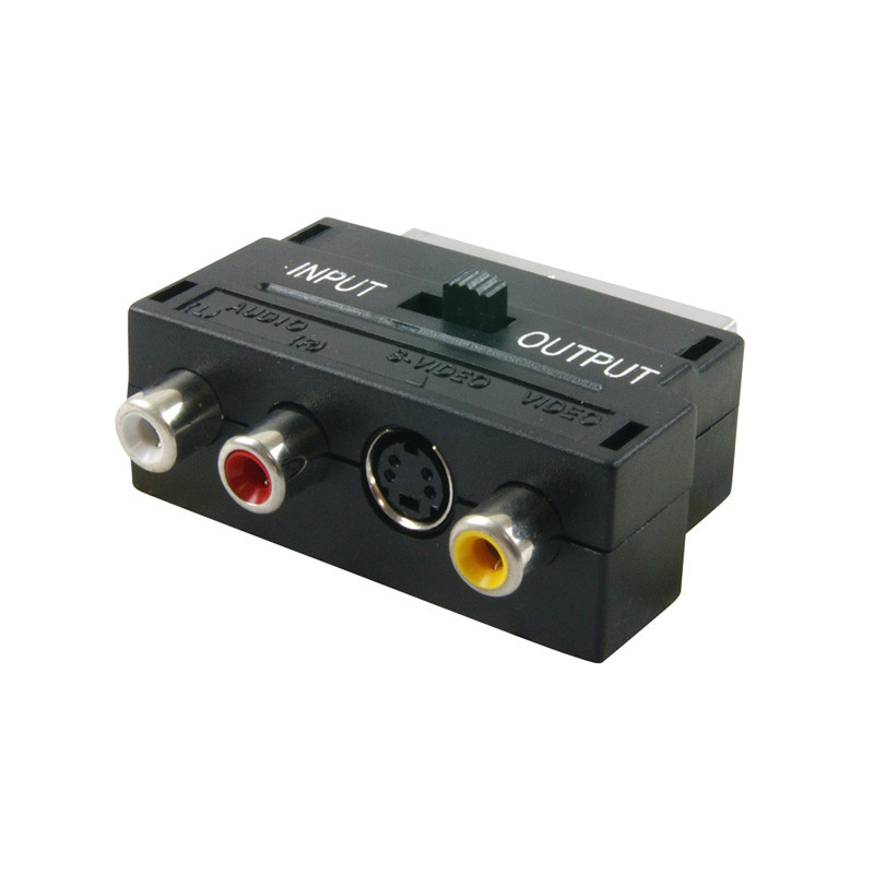 Adaptateur péritel 3 x RCA+SVHS F avec switch entrée sortie