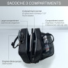 Malette Trolley  4 roulettes 3 compart et pochettes PC et tablette