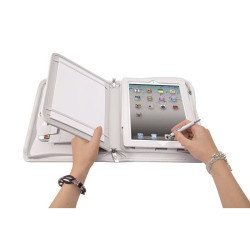 Organiseur élégance blanc iPad tablette 9.7  multifonctions + bloc A5