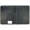 Conférencier porte document simili cuir noir, bloc A4 et multi-poches
