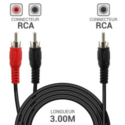 Cordon audio 1 x RCA mâle vers 2 x RCA mâle 3.00m