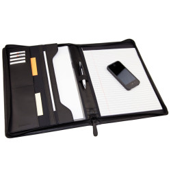 Conférencier porte document bloc A4 et compartiments fermeture zippé