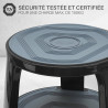 Tabouret marche pied mobile 3 roulettes Hauteur 43 cm Métal Noir