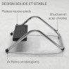 Repose pieds ajustable plateau noir, pied chrome réglable 4 hauteurs