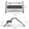 Repose pieds ajustable plateau noir, pied chrome réglable 4 hauteurs