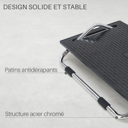 Repose pieds à bascule inclinable noir large et pied chrome 