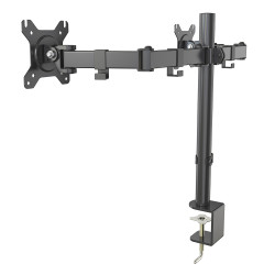 Bras articulé 2 écrans fixation pince bureau