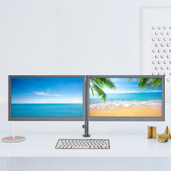 Bras articulé 2 écrans fixation pince bureau
