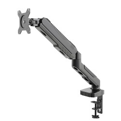 Bras articulé 1 écran fixation pince bureau verin pneumatique