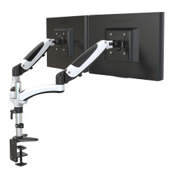 Bras articulé 2 écrans fixation pince bureau verin pneumatique