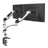Bras articulé 2 écrans fixation pince bureau verin pneumatique