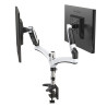 Bras articulé 2 écrans fixation pince bureau verin pneumatique
