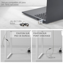 Antivol à Clé pour Encoche haute Sécurité Cable Cable 2,00m opt Pass