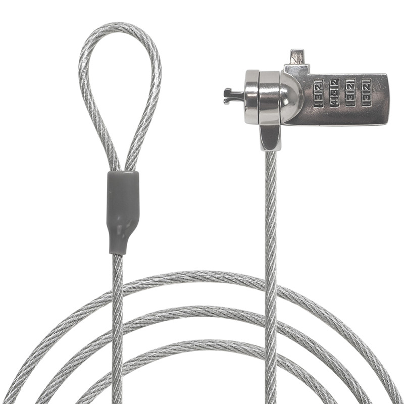 Antivol à Code pour Ordinateur et Ecrans Encoche Sécurité Cable 1.10m