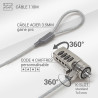 Antivol à Code pour Ordinateur et Ecrans Encoche Sécurité Cable 1.10m