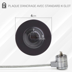 Antivol Serrure à clé avec slot d'ancrage adhésif 2,00m option pass