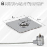 Slot d'ancrage adhésif 3M Carré 5 x 5cm couleur argent