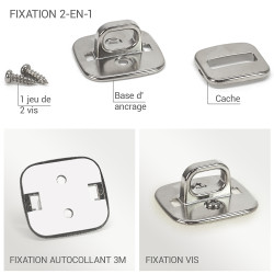 Anneaux Ancrage Antivol fixation vis et adhesif 3M