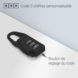Petit cadenas à 3 codes couleur Noir