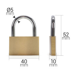 Cadenas 3 clés 40mm couleur cuivre