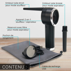 Soufleur Aspirateur dépoussiérant haute puiss. autonome rechargeable