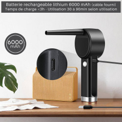 Soufleur Aspirateur dépoussiérant haute puiss. autonome rechargeable