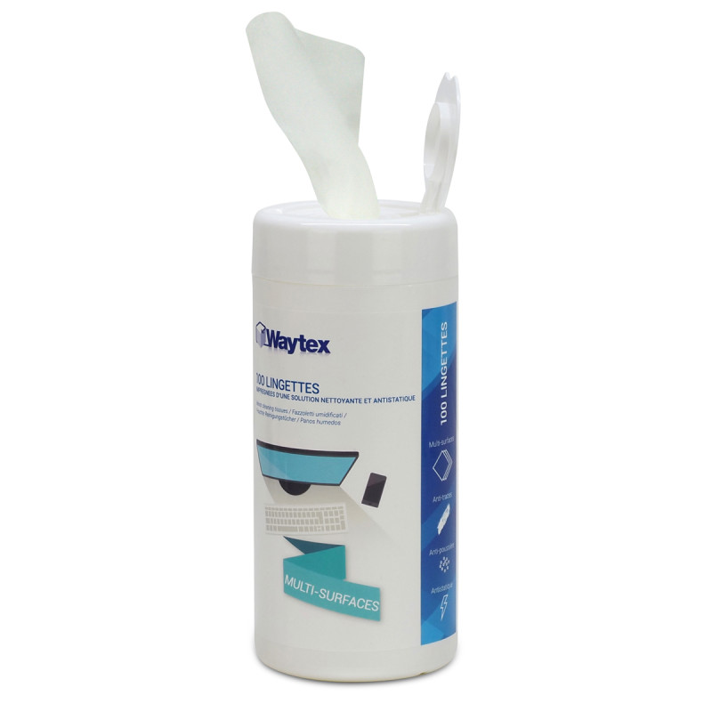 Boite de 100 lingettes imprégnées de solution nettoyante Waytex