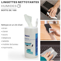 Boite de 100 lingettes imprégnées de solution nettoyante Waytex