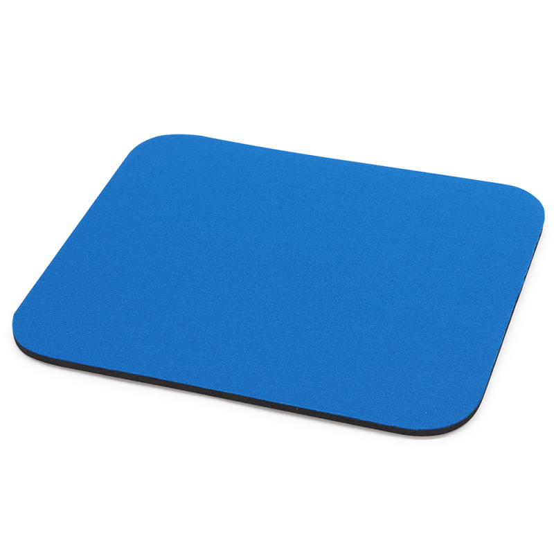 Tapis souris mousse tissu bleu emballage suspendu